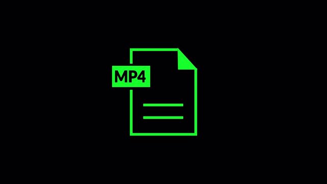 MP4 file icon animation with text label isolated  on transparent background .Document types in flat style animation in 4k  with Alpha channel.