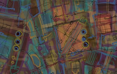 Abstract image for printing. Picture for modern interiors. The picture is painted by hand on a tablet. © neurostructure