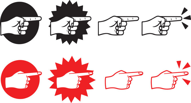 A collection of hand-pointing finger in different styles for your design project, ready for any creative endeavor.