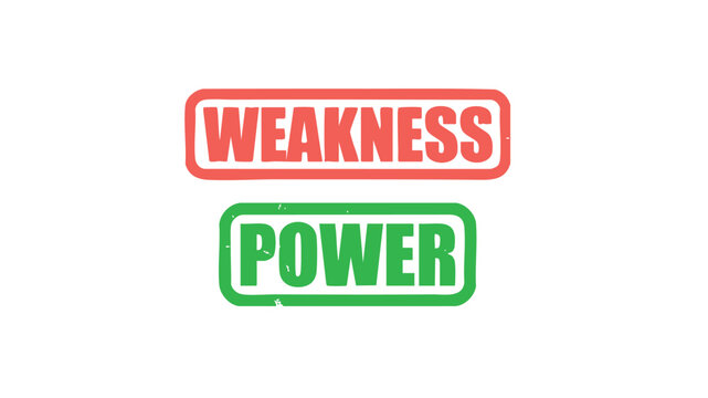 Contrasting Concepts: Weakness and Power: A graphic juxtaposition highlighting two fundamental concepts. The stark contrast between weakness and power is visually represented.