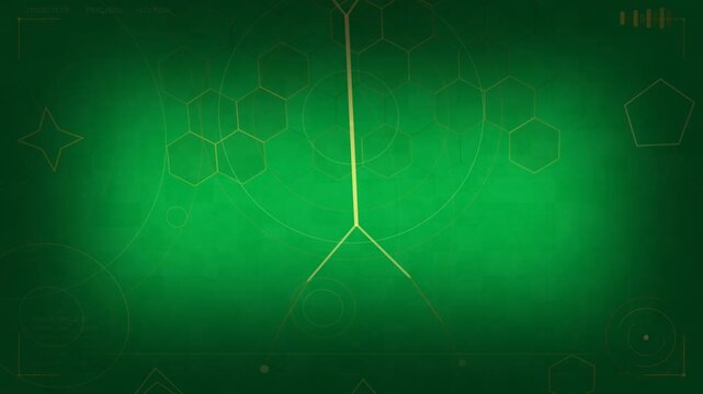 Gold shaft dropping Y-splitting forming rings growing hexes showing target UI on transparent mosaic