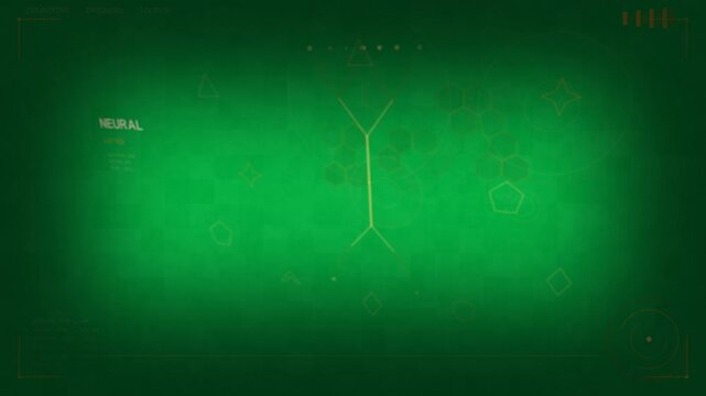 Gold stroke lighting Y branch rising, hexes growing, rings pulsing, showing neural map on clear bg