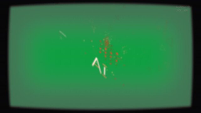 Particles flickering clustering into core tracing gold lines revealing AI letters on transparent bg