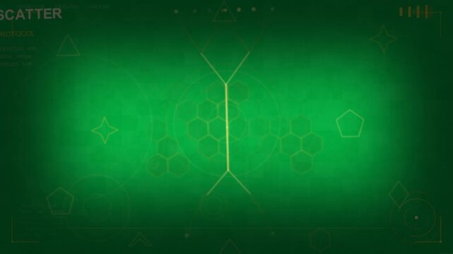 Thin yellow mark appearing near center, initiating golden honeycomb growing with forked line, rings