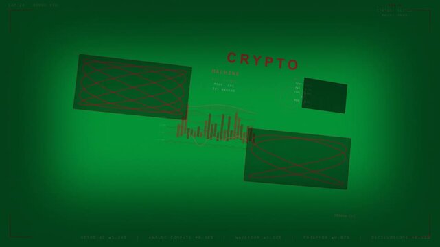 On boot CRYPTO animating bars rising wave tracing red or blue wash showing market data transparent b