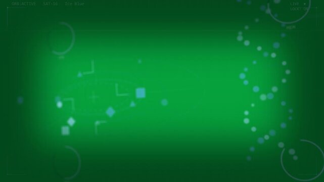 On frame reticle markers orbiting as right nodes forming helix, showing HUD data on transparent