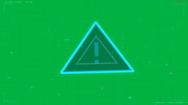 Alert pulse starting cyan triangle scaling, grid moving, nodes pulsing, signaling alert, clear BG