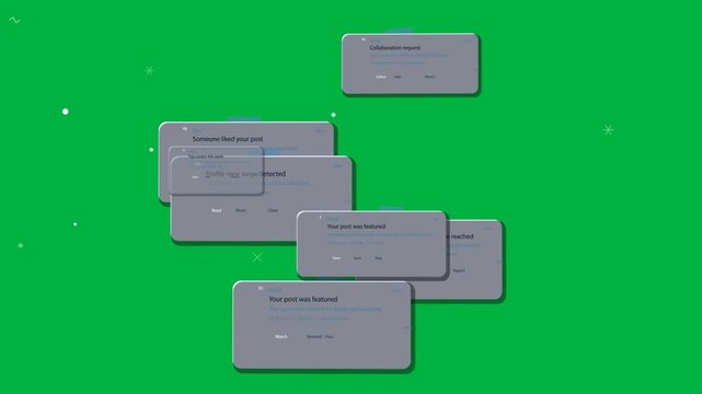 Initial card popping, cards stacking then sliding, showing alert flow on transparent background
