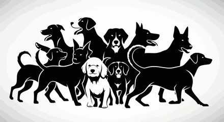 Diverse Group of Canine Companions Standing Together. © deriwan