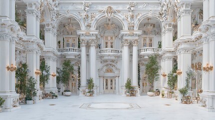Obraz premium Luxury royal hall interior with botanical architectural design high resolution picture