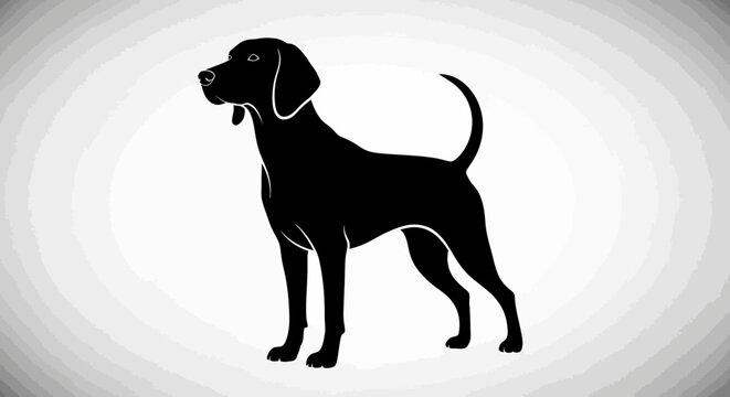 Elegant Black Dog Silhouette Standing Gracefully.