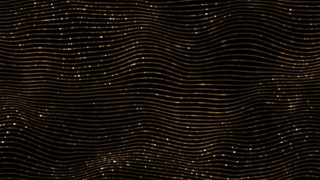 Shiny glittering golden animation with wavy metallic gold ribbons. Luxury background suitable for glitzy events and special occasions.