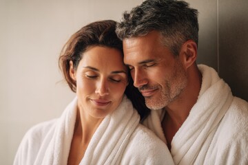 Obraz premium Couple Enjoys Spa Day Together for Relaxation and Wellness in a Luxurious Setting at a Resort