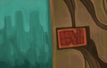 Abstract image for printing. Picture for modern interiors. The picture is painted by hand on a tablet. © neurostructure
