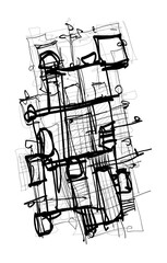 Abstract image for printing. Picture for modern interiors. The picture is painted by hand on a tablet. © neurostructure