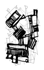 Abstract image for printing. Picture for modern interiors. The picture is painted by hand on a tablet. © neurostructure