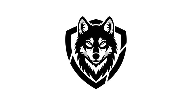 Wolf Head Shield Logo Design.