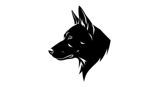 Striking Black Silhouette of a German Shepherd Dog Head.