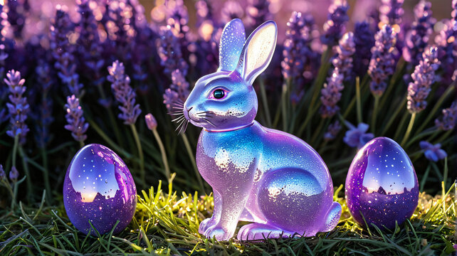 Kristalliner Glitzer-Hase in Lavendel