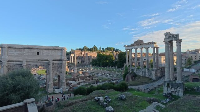 Roman Forum Ruins from Ground Level Rome 4K Video