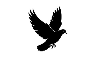 Obraz premium Silhouette of flying pigeon or dove vector illustration