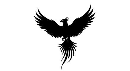 Obraz premium Majestic Phoenix Bird Silhouette with Wings Spread.