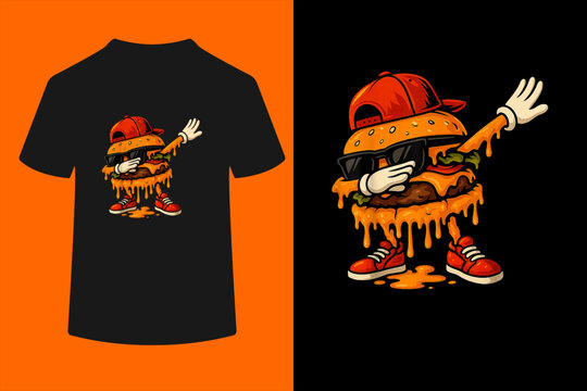Funny Cheeseburger For Boys Youth Dabbing Dripping Burger T-Shirt
