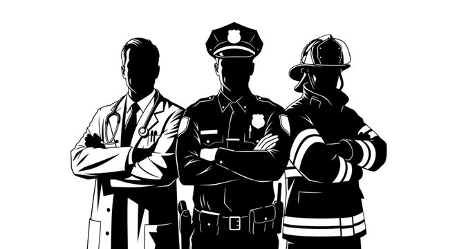 Essential workers standing together in unity and strength.