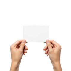 Fototapeta premium Hands holding transparent sheet isolated on transparent background