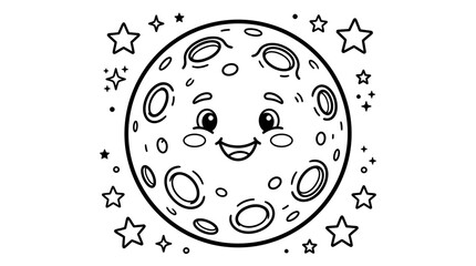 Smiling Moon Face in Space. © Apolobay