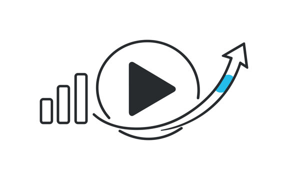 Adaptive bitrate streaming and quality adjustment during video playback based on network conditions, a simple play button combined with a small signal