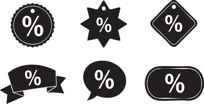 Black silhouette sale badges and percentage signs
