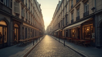 Fototapeta premium Serene Europe – Empty Old Town Streets