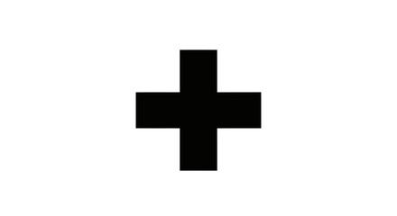 Fototapeta premium Black cross symbol against white background isolated minimalism simple design