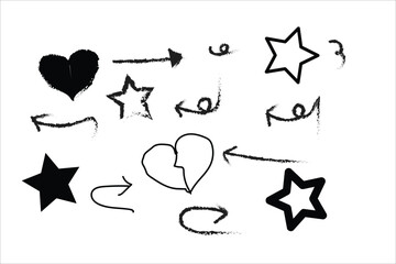 Fototapeta premium Hand drawn doodle collection hearts stars arrows and abstract shapes