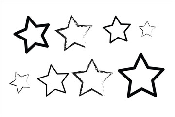 Obraz premium Hand drawn stars a collection of simple black and white star illustrations