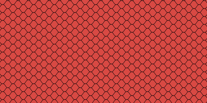 Snake skin background. Seamless pattern of squama, reptile scale. Chinese minimalistic grid art. Serpent surface texture in red and gold colors. Asian geometric ornament