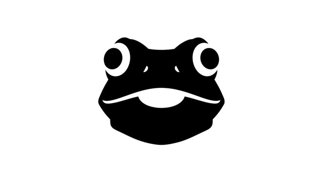 Black Frog Face Icon Simple Vector Art.