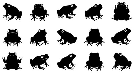 Obraz premium Collection of Black Frog Silhouettes in Various Poses.