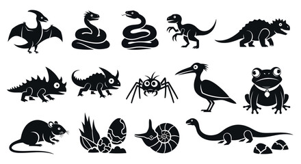 Collection of Diverse Animal Silhouettes for Graphic Design. © akbar