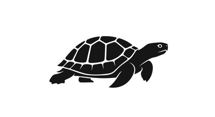 Black Silhouette of a Turtle on a White Background. © Basit