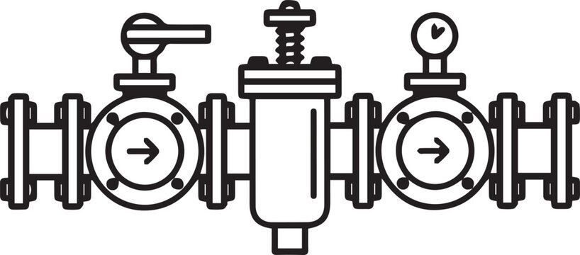 Premium Industrial Backflow Preventer Check Valve Vector Icon for Plumbing Engineering, Water Treatment Systems, HVAC Design, Mechanical Engineering Documentation, Piping Diagrams, Safety