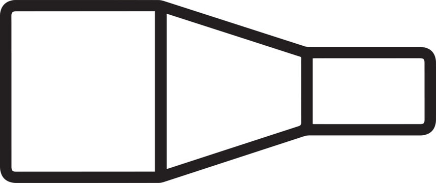 Premium industrial pipe reducer with tapered joint vector icon for mechanical engineering schematics, technical documentation, HVAC piping systems, plumbing blueprints, manufacturing