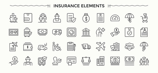 Life Insurance vector line icon set. Sign and Symbol. It contains symbols to safety, safe, assurance, security. Editable vector illustration. Assurance icon set.
