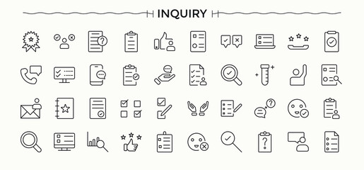 Research line icon set. Discovery icon set. Includes thin line symbols analysis, investigate, data, magnify, magnifying and more. Editable stroke.