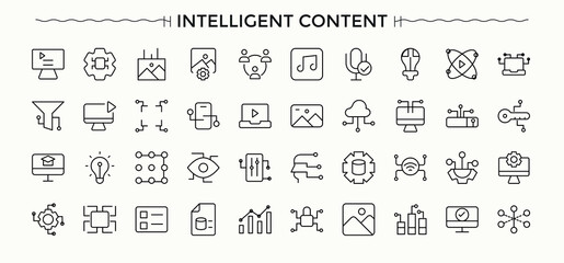 Intelligent icon. Robot icon set. Thin outline icons pack. Contains related to intelligence, artificial intelligence, bot, machine, technology and more. Pictogram and infographic.