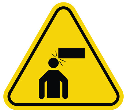 Warning sign for falling objects pictogram of a person with a hazard symbol safety alert for construction sites and industrial areas vector illustration