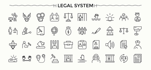 legal documents icon set. Minimal thin line web icons set. Pictograms of agreement, document, certificate, legal, official, law, letter. Vector illustration. Pixel perfect. Deed icon set.