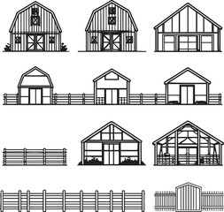 Farm Building Line Icon Set – Barn, Greenhouse Outline Vector Icons 1 © Lain Art Master