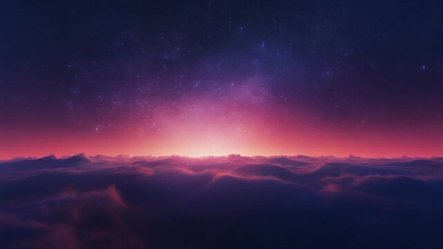 Cosmic horizon gradient clouds subtle particle movement minimal cinematic ambience
